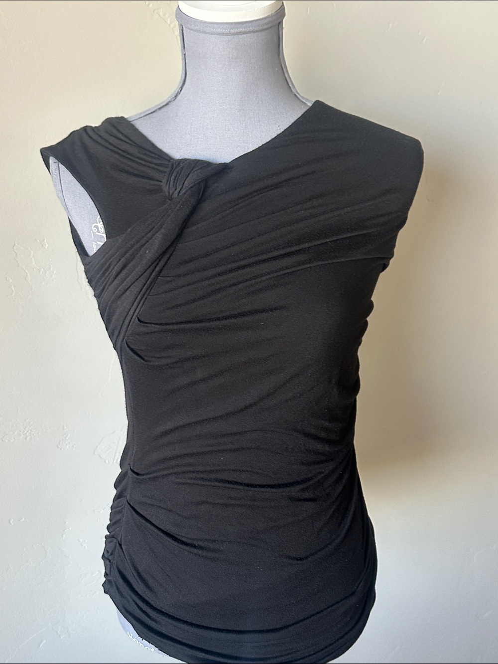 Bailey 44 Black Draped Knot Sleeveless Top